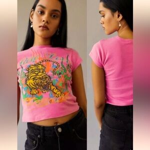 Urban Outfitters "Pure Love Pink Tiger" Graphic Crop Top